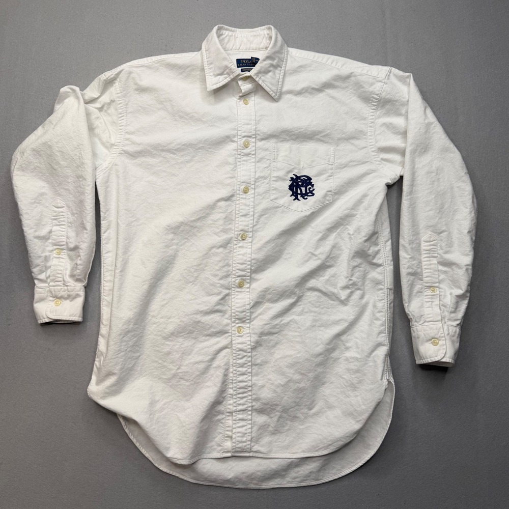 Polo Ralph Lauren White Cotton Oxford Boyfriend Fit Crest Logo Shirt Small